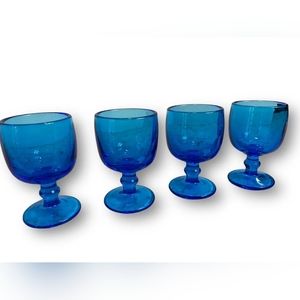 Hoffman House by Imperial Glass  (4) Antique Blue Glass Goblets
